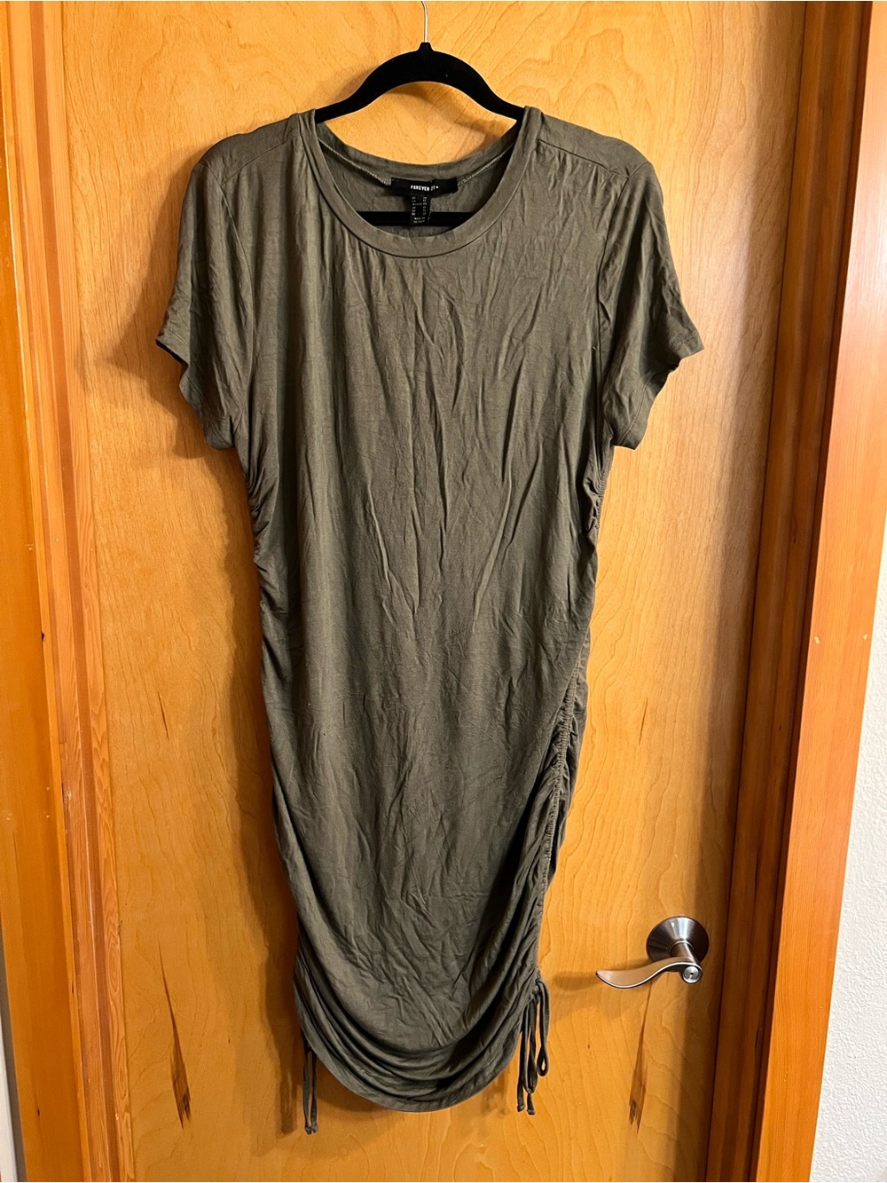 🌿 Forever 21 Side Tie Shirt Dress Army Green - 1X